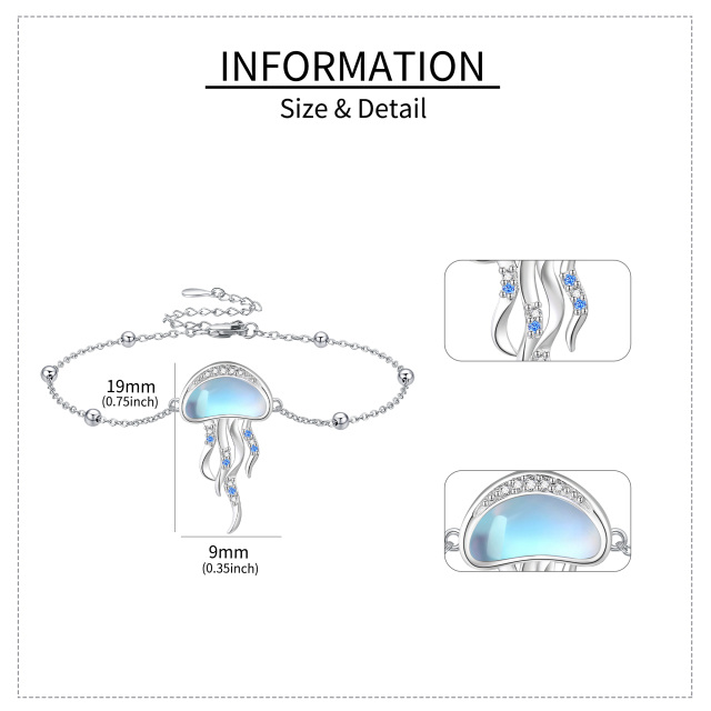 Pulseira com pingente de medusa de pedra da lua em prata esterlina-5