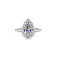 wholesale S925 Sterling Silver Wedding Ring with Pear Cut Diamond Halo Design-0-0