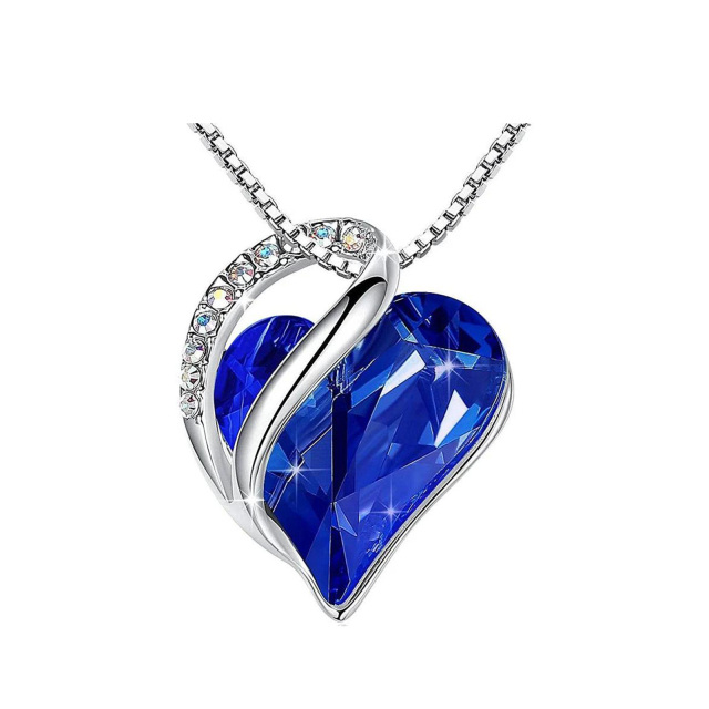 925 Silver Crystal Heart Pendant Necklace-6