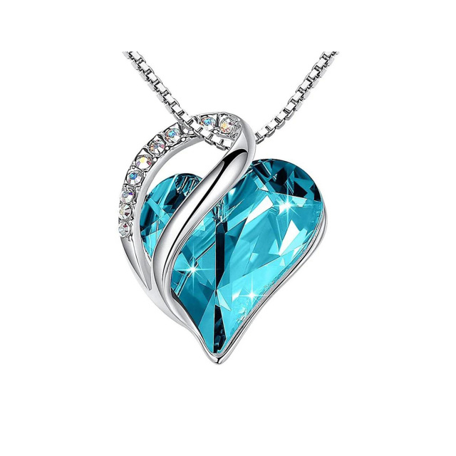 925 Silver Crystal Heart Pendant Necklace-10