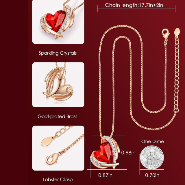 Collana con ciondolo a forma di cuore portafortuna personalizzato in argento sterling placcato oro rosa-3