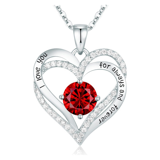 Collier avec pendentif en forme de cœur pour femme, en argent sterling 925, plaqué or rose, avec pierre de naissance, Forever Love