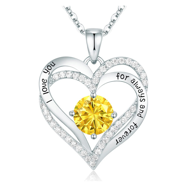 Forever Love Herz-Halskette für Damen, 925 Sterlingsilber, rosévergoldet, Geburtsstein-Anhänger-2