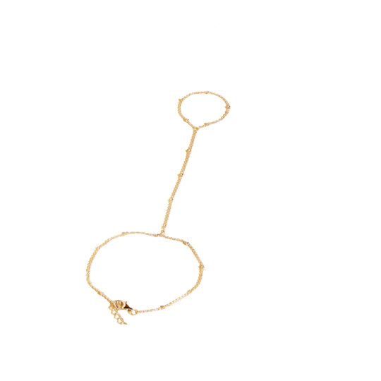 Bracelet en chaîne à main perlée par Caitlyn, bijoux minimalistes et bague en chaîne, cadeaux pour femmes