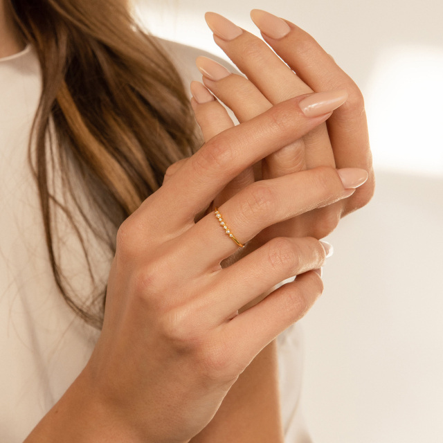 Zarter Perlen-Diamant-Ring, zierlicher Vintage-Perlenring in 925er Silber, Brauthochzeit-1