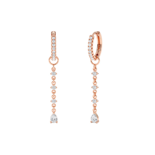 Boucles d'oreilles pendantes rondes en or 14 carats et diamants-0