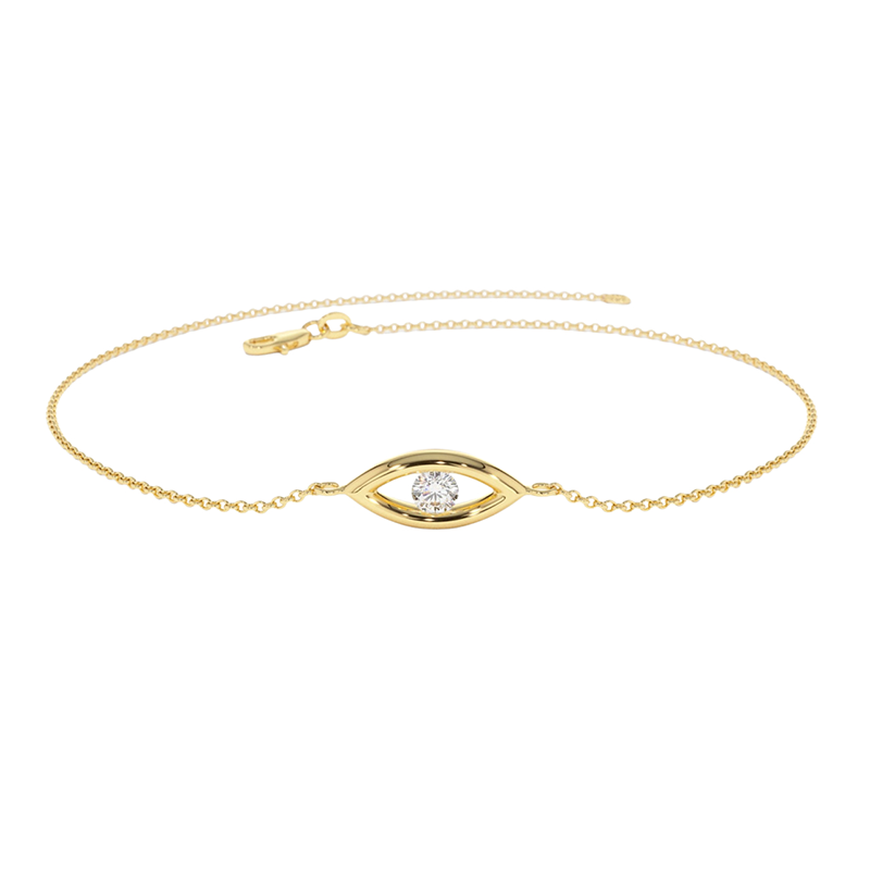 14K Gold Diamond Evil Eye Pendant Necklace-1