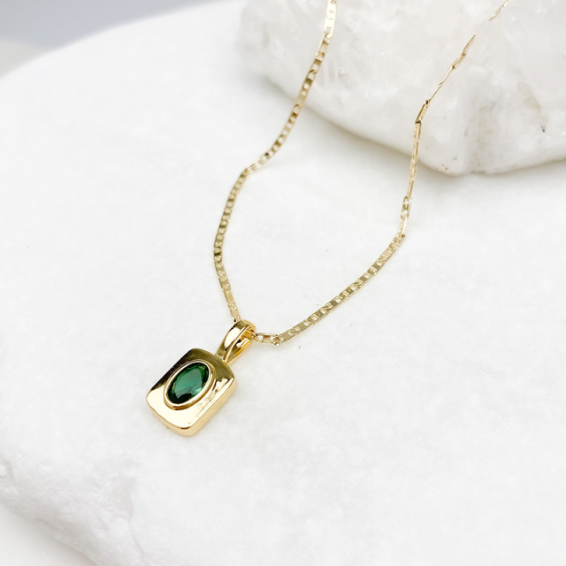 Gold filled Emerald Pendant Necklace Gold Necklace Dainty Necklace Layering Necklace-2