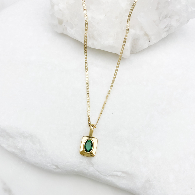 Gold filled Emerald Pendant Necklace Gold Necklace Dainty Necklace Layering Necklace-3