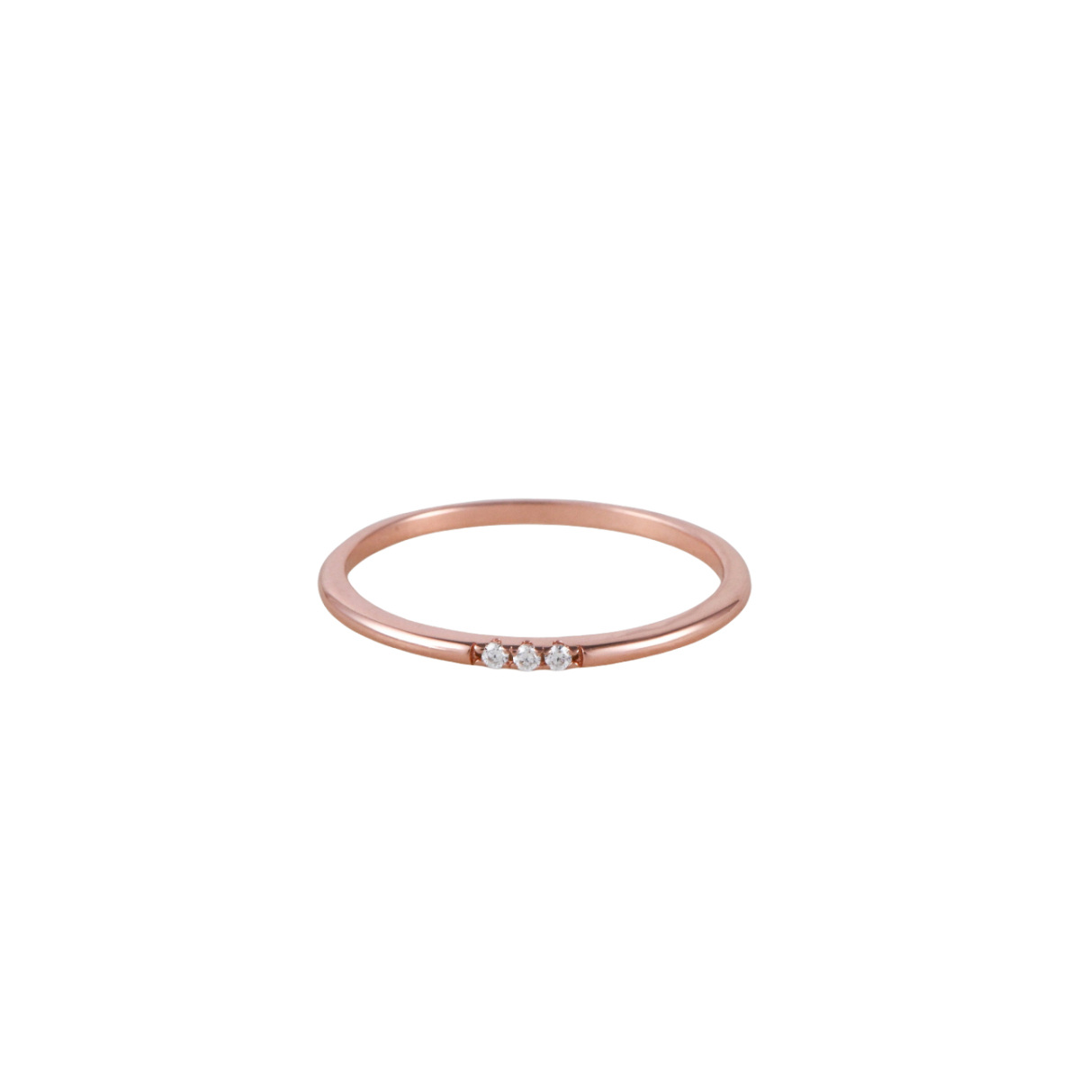 Sterling Silver with Rose Gold Plated Cubic Zirconia Round Ring-1
