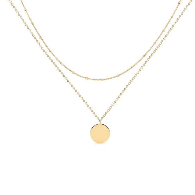 Layered Heart Necklace Pendant Handmade 18k Gold Plated Dainty Gold Choker For Women-0