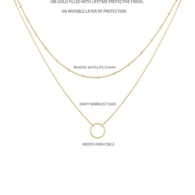 Mehrlagige Herz Halskette Anhänger Handarbeit 18k vergoldet zierliche Gold Choker für Frauen-2