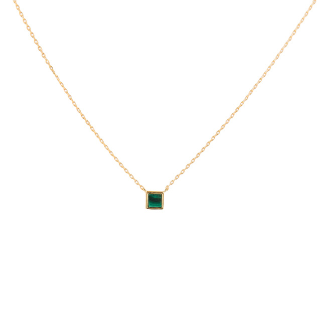 Malachite Necklace Dainty Green Necklace Gold Malachite Jewelry in S925 Gift for Her-0