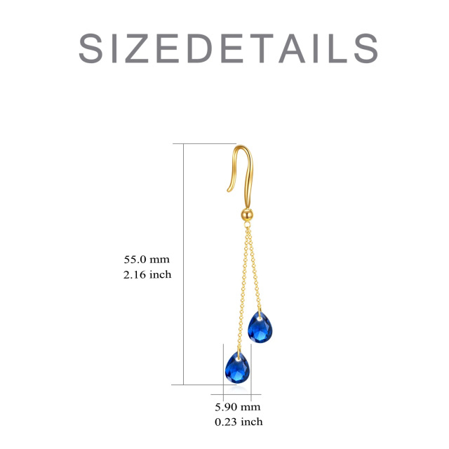 14K Gold Pear Shaped Crystal Drop Shape Drop Earrings-5