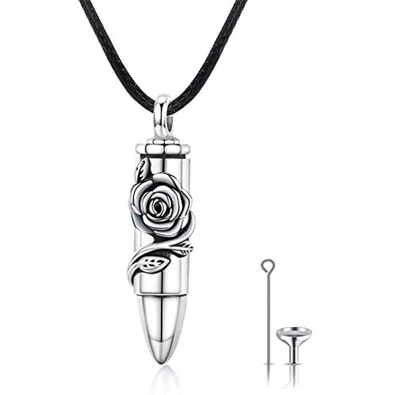Sterling Silver Rose Urn Necklace for Ashes-1