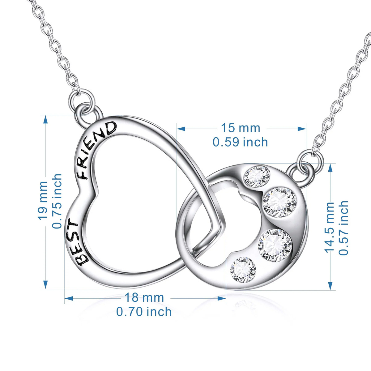 Sterling Silver Circular Shaped Cubic Zirconia Paw & Heart & Infinity Symbol Pendant Necklace-5