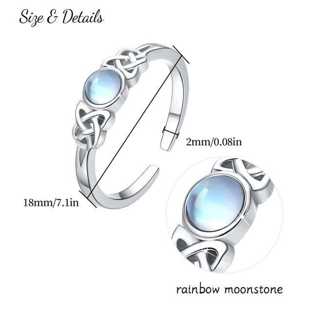 Sterling Silber kreisförmig Mondstein keltischen Knoten offener Ring-4