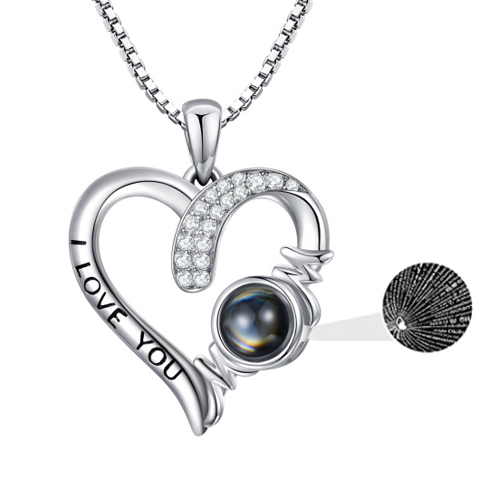 Collier en argent sterling avec pendentif mère et coeur en pierre de projection de forme c