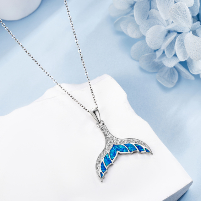 925 Sterling Silver Whale Tail Necklace Gifts for Women Summer Jewelry-1