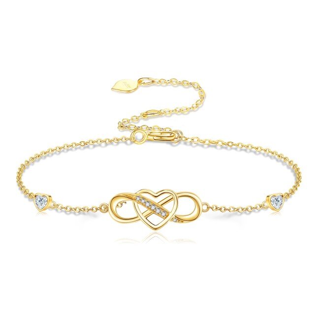 14K Solid Gold Infinity Bracelet for Women  Heart Love Infinity Adjustable Bracelet-0
