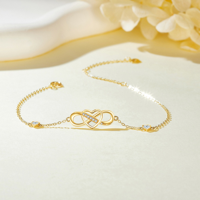 14K Solid Gold Infinity Bracelet for Women  Heart Love Infinity Adjustable Bracelet-2
