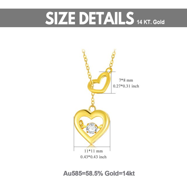 9K Gold Kreisförmige Moissanit Herz Anhänger Halskette-2