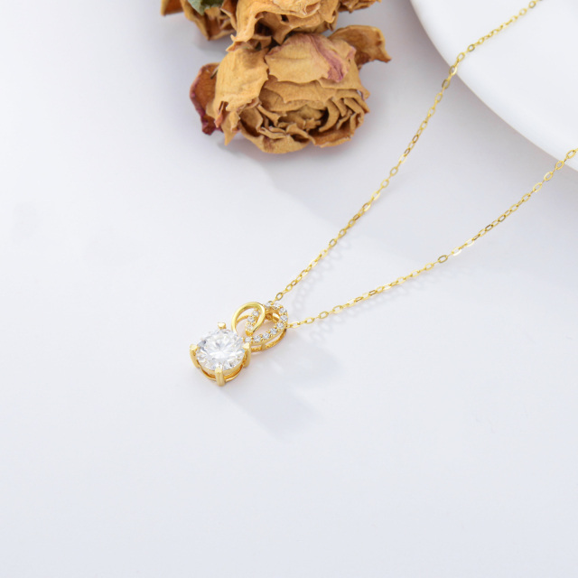 Collier pendentif coeur moissanite de forme circulaire en or 9 carats-3