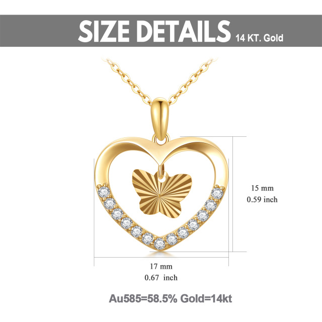 Collier pendentif papillon moissanite de forme circulaire en or 9 carats-4
