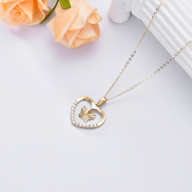 9K Gold Butterfly Necklace With Zircon Necklace Gifts For Women Girls-3