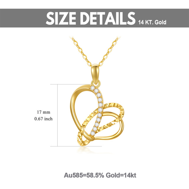 Collar con colgante de corazón de moissanita en forma circular de oro de 9 quilates-4