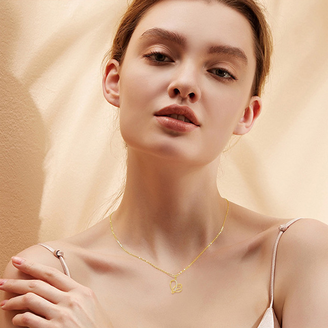 Collar en forma de corazón de oro de 9 quilates con collar de moissanita, regalos para mujeres-1