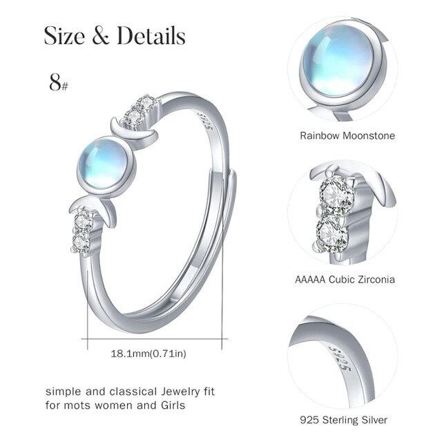 Sterling Silver Crystal Moon Ring-3