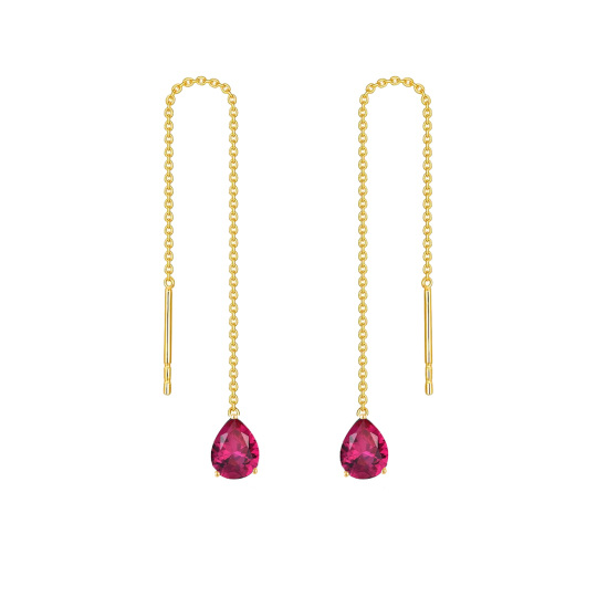 14K Gold Pear Cubic Zirconia Drop Shape Drop Earrings