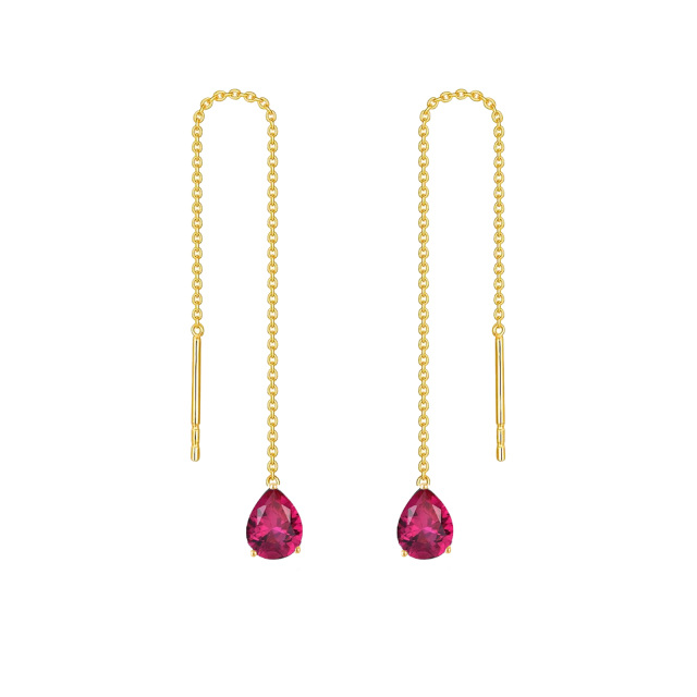 14K Gold Pear Cubic Zirconia Drop Shape Drop Earrings-1