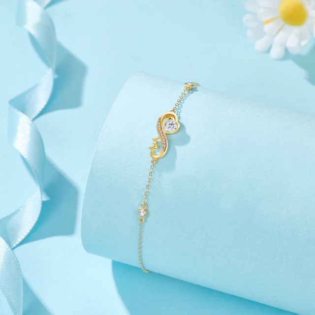 Bracelet cœur infini en or véritable 14 carats, cadeaux pour femmes-1