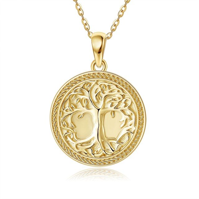 14 Karat Gold-Halskette mit keltischem Baum als Geschenk für Frauen und Mädchen, glänzender Schmuck-0