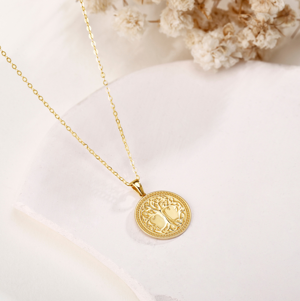 14K Gold Tree Of Life Pendant Necklace-3