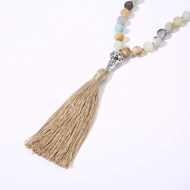 Collier de 108 perles Mala, pierres précieuses semi-précieuses, collier de méditation, cadeaux pour unisexe-1