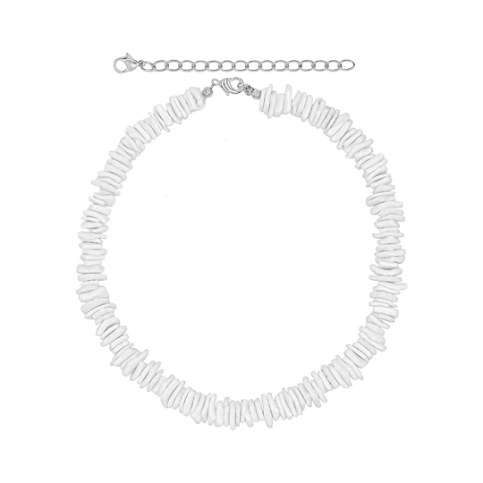 Collar de concha blanca de plata 925, collar de concha hawaiana, regalos para mujeres y hombres