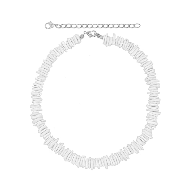 Collar de concha blanca de plata 925, collar de concha hawaiana, regalos para mujeres y hombres-0