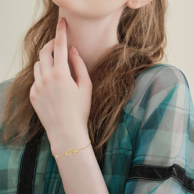 14K Solid Gold Infinity Bracelet for Women  Heart Love Infinity Adjustable Bracelet-1