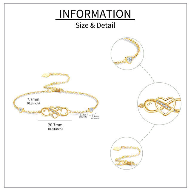 14K Solid Gold Infinity Bracelet for Women  Heart Love Infinity Adjustable Bracelet-4