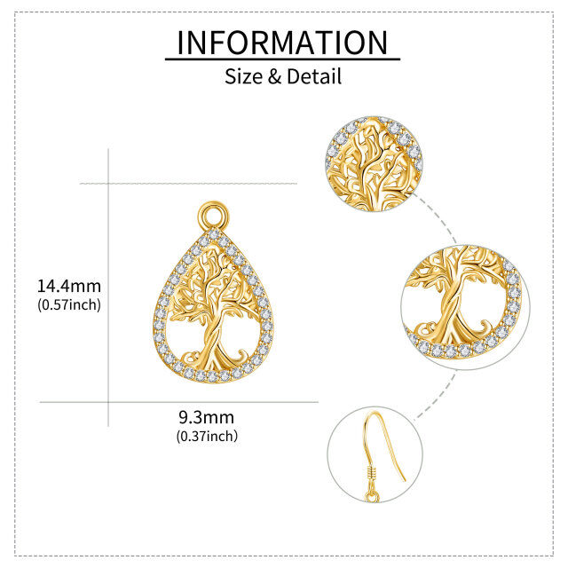 14K Tree of Life Earring With Zircon Earrings as Gifts for Women Girls-4