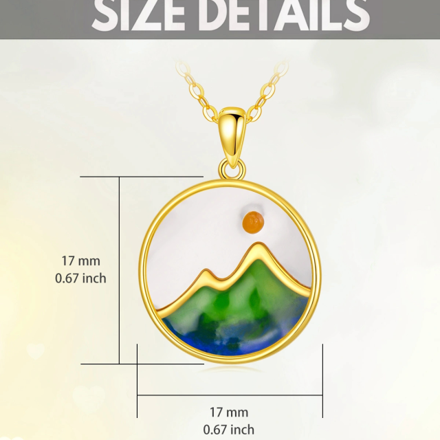 14K Yellow Mountain Necklace Mustard Seed Mountain Necklace for Women Gilrs-4