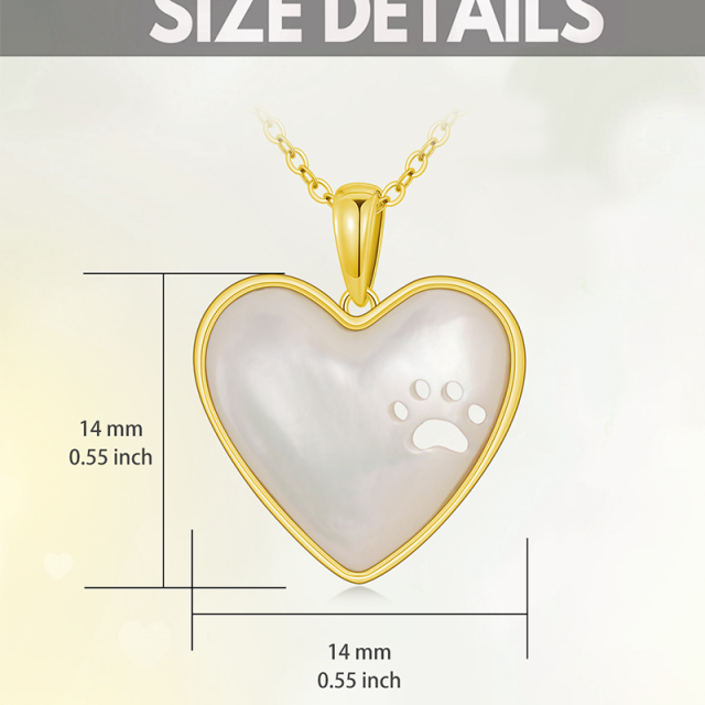 14K Gold Herzförmige Perlmutt Herz Anhänger Halskette-4