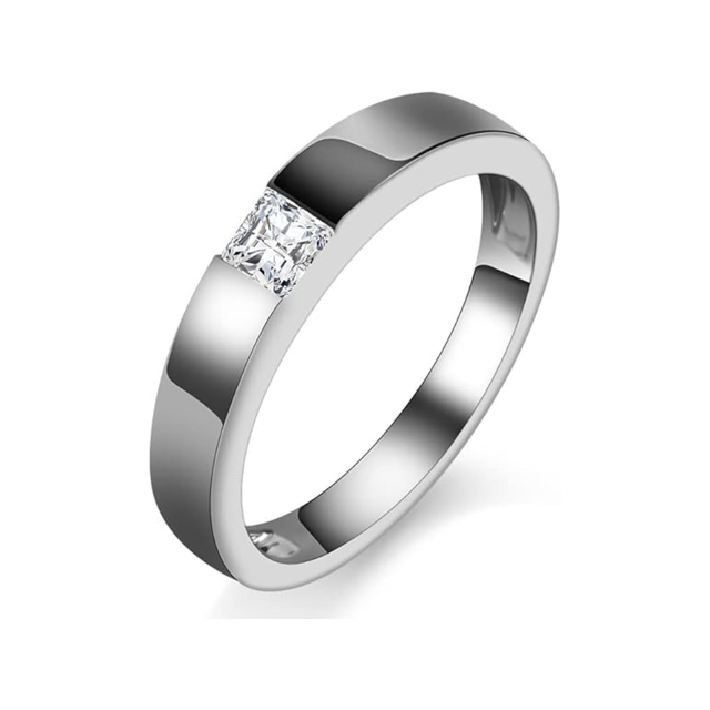 Bague de fiançailles en moissanite en forme de carré de princesse en argent sterling pour hommes-1