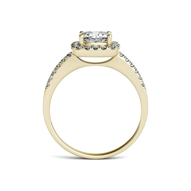 Anillo de bodas de moissanita con forma de princesa cuadrada en oro blanco de 10 quilates-3