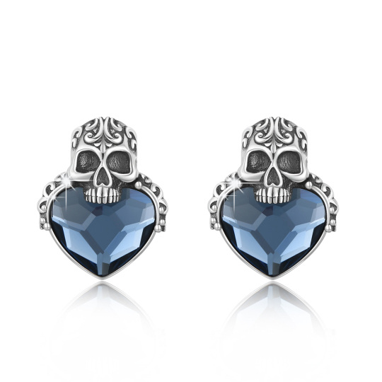 Pendientes de plata de ley con forma de calavera de cristal