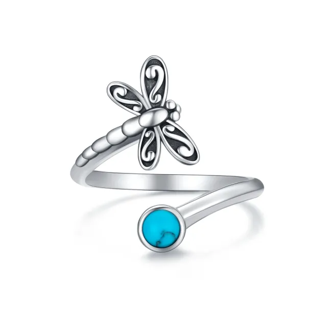 Sterling Silver Crystal Dragonfly Open Ring-1