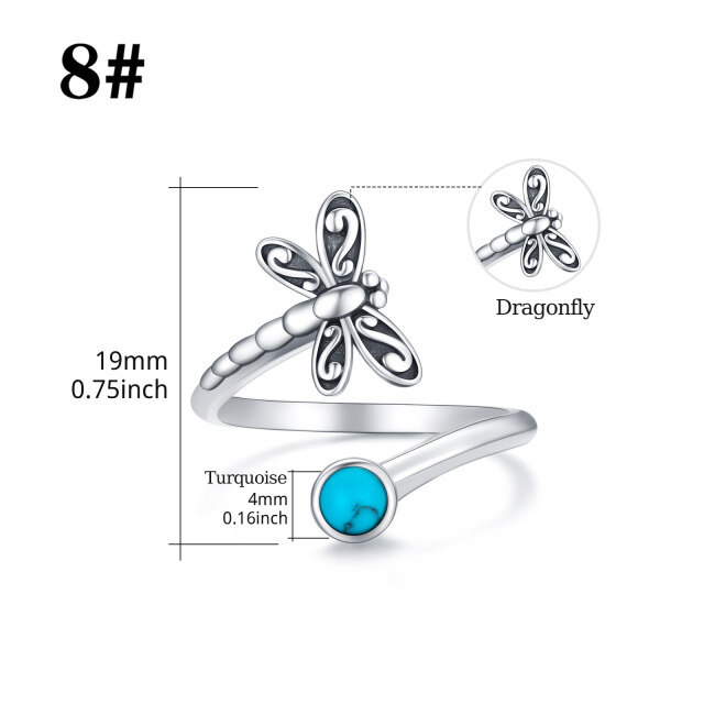 Sterling Silver Crystal Dragonfly Open Ring-4